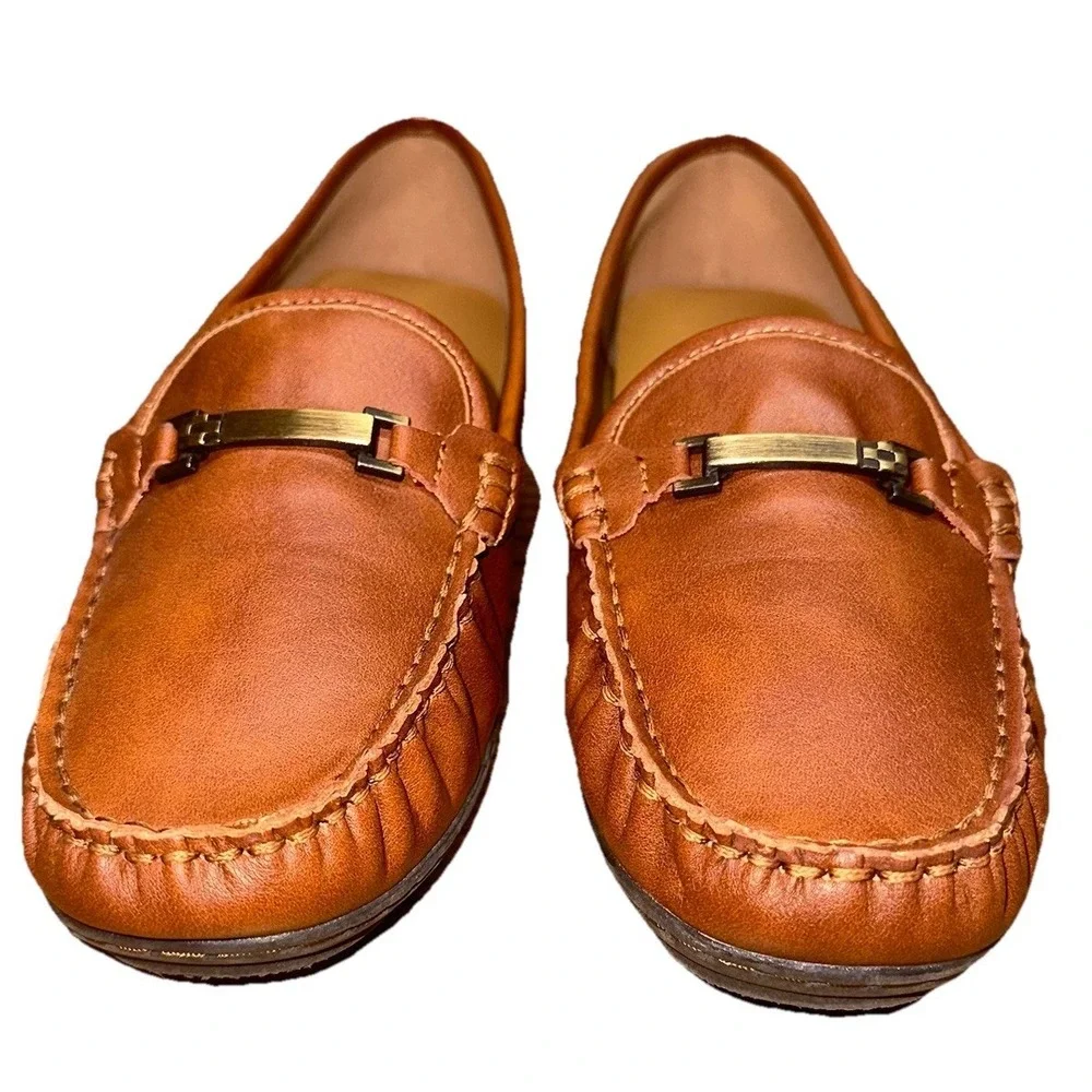 Two By Vince Camuto Daeva Brown Leather Horsebit Driver Loafers Slip On Boy's 3